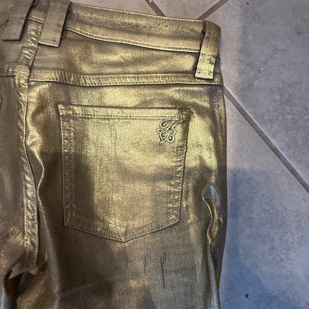 Vintage Rare frankie B Gold Metallic Skinny Jeans - Picture 4 of 5